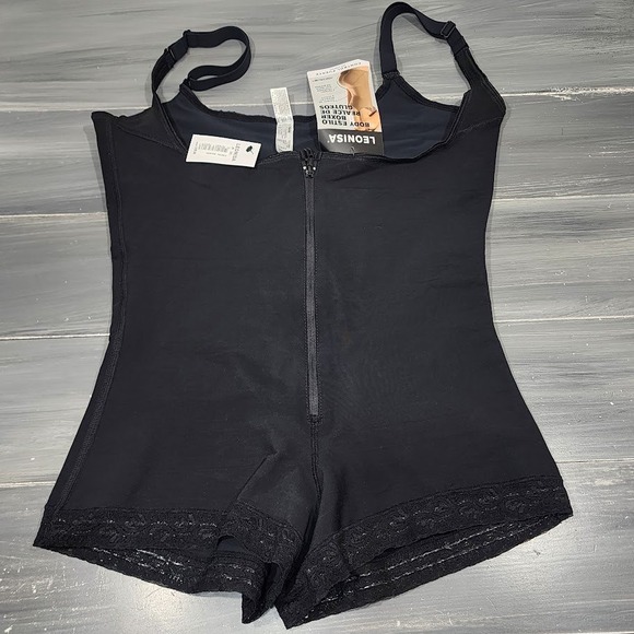 Leonisa PowerSlim Open Bust Boyshort Body Shaper Black Size 3X - Picture 2 of 11